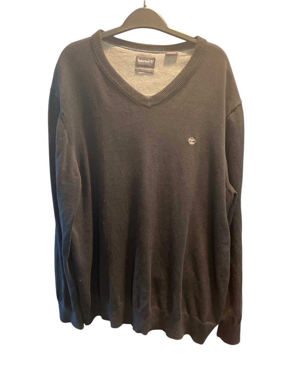 Men’s Timberland Black Organic Cotton V-Neck Sweater Size XXL
